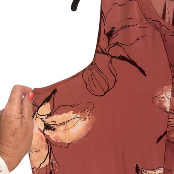 ❤️SUMMER FLORAL PRINT "MAUVE" SLEEVELESS TOP XLARGE #S - Picture 5 of 10